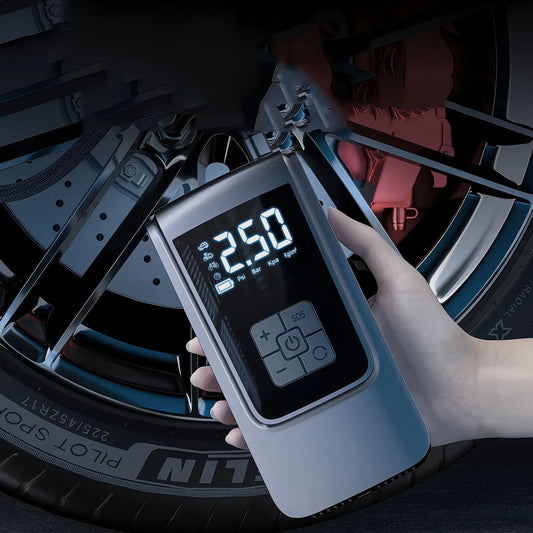 Portable Air Compressor for Car Motorcycle Bicycle - Fast Tire Inflator with Accurate Pressure Gauge for Sports & Entertainment