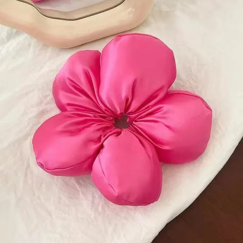 1PC Large Satin Flower Hair Scrunchies,Chic Blossom - Shaped Hair Ties,Multiple Colors for Women'S Stylish Updos
