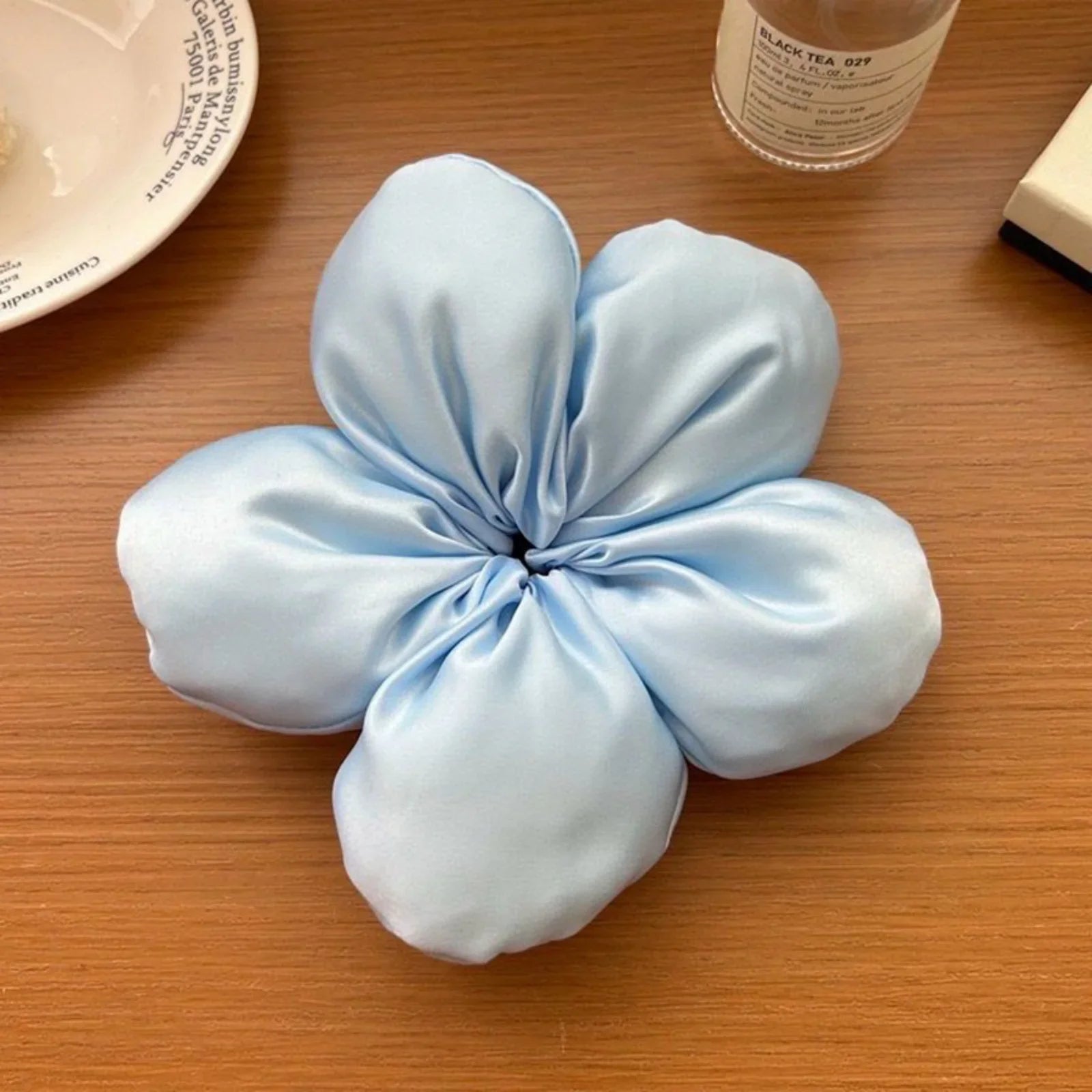 1PC Large Satin Flower Hair Scrunchies,Chic Blossom - Shaped Hair Ties,Multiple Colors for Women'S Stylish Updos