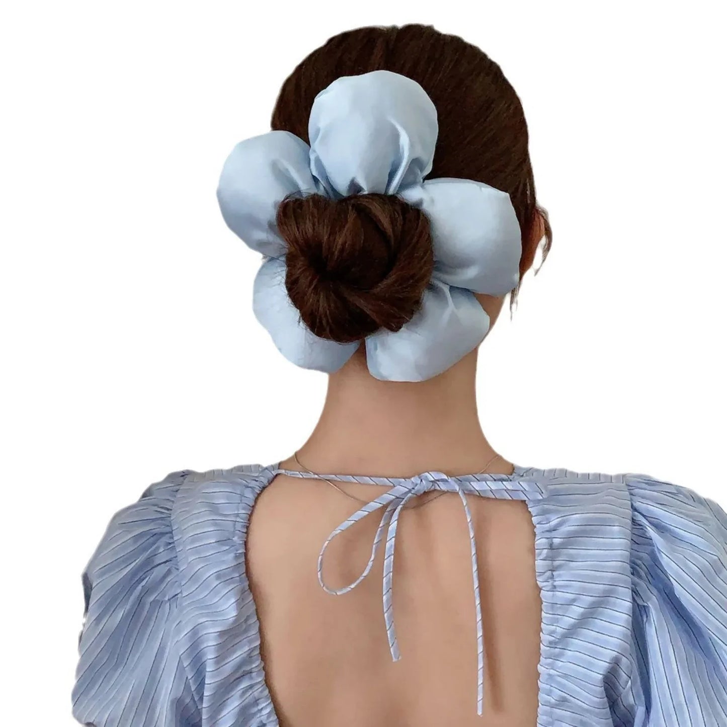 1PC Large Satin Flower Hair Scrunchies,Chic Blossom - Shaped Hair Ties,Multiple Colors for Women'S Stylish Updos