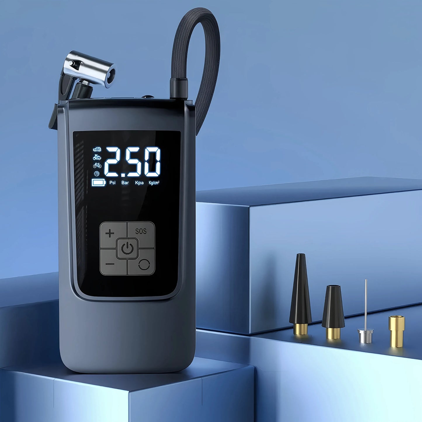 Portable Air Compressor for Car Motorcycle Bicycle - Fast Tire Inflator with Accurate Pressure Gauge for Sports & Entertainment