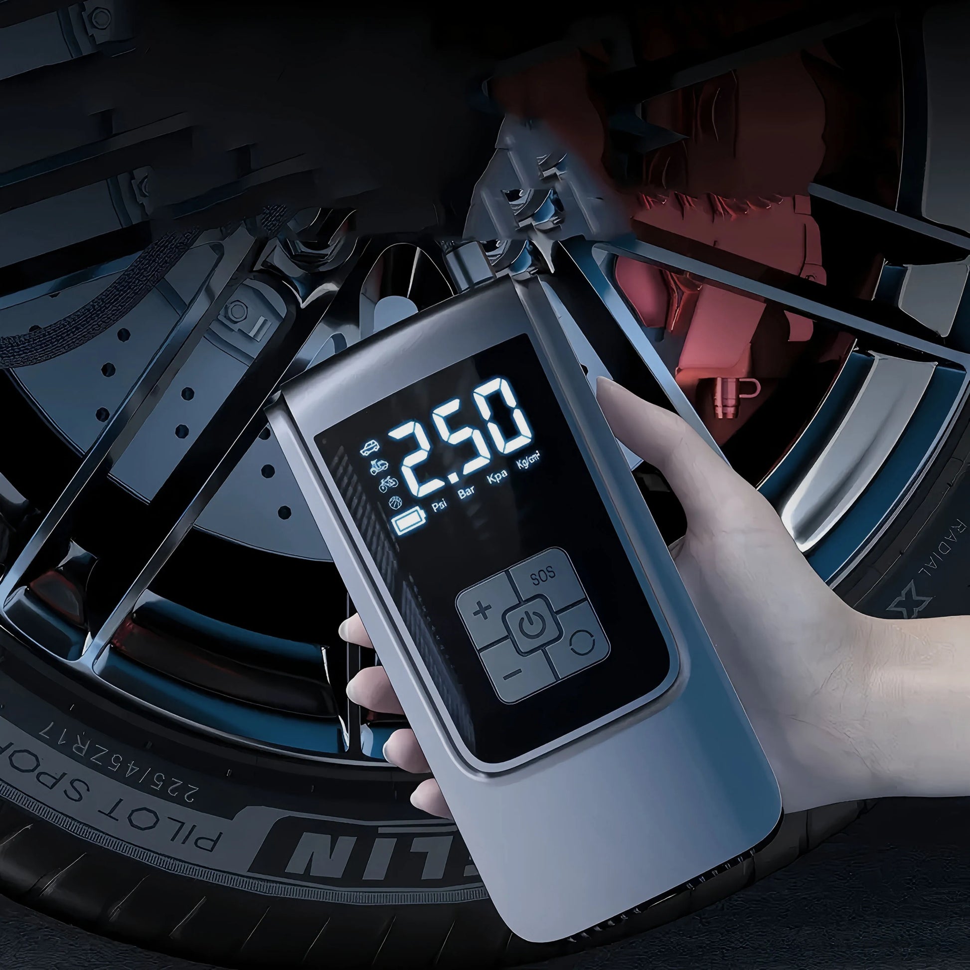 Portable Air Compressor for Car Motorcycle Bicycle - Fast Tire Inflator with Accurate Pressure Gauge for Sports & Entertainment